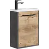 Image de Meuble Lave-mains Florence 40 x 22 cm - Gris avec Chêne Châtaignier - Meuble sous vasque avec fermeture douce