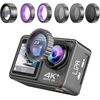 Image de Lipa AT-S81ER Caméra d'action 4K IPS Wifi - Action Cam - Caméra sous-marine 30M - Alternative GoPro - 21 Kit d'accessoires - Avec 5 filtres d'objectif