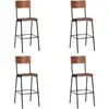 Image de Vidaxl - Chaises De Bar Lot De 4 Contreplaqué Solide Et Acier