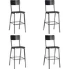 Image de Vidaxl - Chaises De Bar Lot De 4 Noir Contreplaqué Solide Et Acier