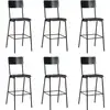 Image de Vidaxl - Chaises De Bar Lot De 6 Noir Contreplaqué Solide Et Acier