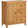 Image de Vidaxl   Armoire En Bois De Chêne Massif 70x35x75 Cm   1 Porte Et 3 Tiroirs   Rangement Élégant Pour Chambre   Style Rustique