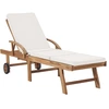 Image de vidaXL Bains de soleil avec coussins 2 pcs. Bois massif teck crème