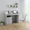Image de Vidaxl   Bureau Droit Gris Béton 140x50x76 Cm   Bois D’ingénierie   3 Tiroirs Et 1 Porte   Facile À Nettoyer Et À Assembler