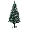 Image de Vidaxl   Sapin De Noël Artificiel 150 Cm   Avec Pommes De Pin Et Neige Blanche   Base En Métal Pour Stabilité   680 Pointes Pour Un Aspect Dense