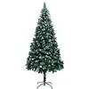 Image de Vidaxl   Sapin De Noël Artificiel 210 Cm   Neige Blanche Sur Branches   Base En Métal Pour Stabilité   1290 Pointes Et Pommes De Pin Décoratives