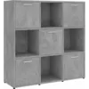Image de Vidaxl - Librairie Élégante Avec Des Compartiments Ouverts Et 5 Portes En Bois Mobile Moderne Différentes Couleurs Couleur : Gris En Béton