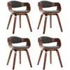 Image de vidaXL Chaises de salle à manger 4 pcs. Bois courbé et tissu Gris