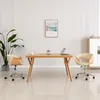 Image de Chaise Pivotante De Bureau Crème Bois Courbé Et Similicuir Vidaxl
