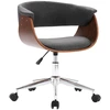 Image de vidaXL Chaise de bureau pivotante Gris Bois courbé et tissu