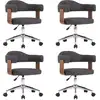 Image de vidaXL Chaises de salle à manger 4 pcs. Pivotant Gris Bois courbé et tissu