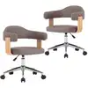 Image de vidaXL Chaise de salle à manger 2 pcs. Pivotant Taupe Bois courbé et tissu