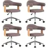Image de vidaXL Chaise de salle à manger pivotante 4 pcs. Taupe Bois courbé et tissu