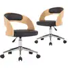 Image de vidaXL Chaise de salle à manger 2 pcs. Pivotantes Noir Bois courbé et similicuir