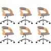 Image de vidaXL Chaise de salle à manger pivotante 6 pcs. Taupe bois courbé et tissu