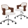 Image de vidaXL Chaise de salle à manger 2 pcs. Pivotant Blanc Bois courbé et similicuir