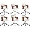 Image de vidaXL Chaise de salle à manger pivotante 6 pcs. Blanc Bois courbé et similicuir