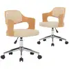 Image de vidaXL Chaise de salle à manger 2 pcs. Pivotant Crème Bois courbé et similicuir