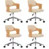 Image de vidaXL Chaise de salle à manger pivotante 4 pcs. Crème bois courbé et similicuir