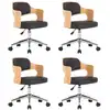 Image de vidaXL Chaises de salle à manger 4 pcs. Pivotant Bois courbé et similicuir