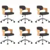 Image de vidaXL Chaises de salle à manger 6 pcs. Pivotant Noir Bois courbé et similicuir