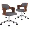 Image de vidaXL Chaise de salle à manger 2 pcs. Pivotant Gris Bois courbé et tissu