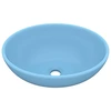 Image de vidaXL avabo ovale mat bleu clair 40x33 cm Céramique