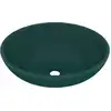 Image de vidaXL avabo ovale mat vert foncé 40x33 cm Céramique
