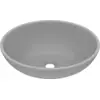 Image de vidaXL avabo ovale gris clair mat 40x33 cm Céramique