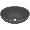 Image de vidaXL avabo ovale gris foncé mat 40x33 cm Céramique
