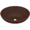 Image de vidaXL avabo ovale mat brun foncé 40x33 cm Céramique