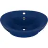 Image de vidaXL Lavabo de luxe Débordement Mat Bleu foncé 58,5x39cm Céramique
