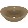 Image de vidaXL Lavabo de luxe Débordement Ovale Mat Crème 58,5x39cm Céramique