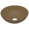 Image de vidaXL Lavabo en céramique crème mat ronde