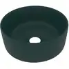 Image de vidaXL Lavabo de luxe Rond Mat Vert foncé 40x15 cm Céramique