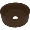 Image de vidaXL Lavabo de luxe Rond Mat Marron foncé 40x15 cm Céramique