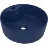 Image de vidaXL Lavabo de luxe avec trop-plein Bleu foncé mat 36x13 cm Céramique