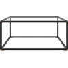 Image de vidaXL Table basse noire avec verre trempé 80x80x35 cm