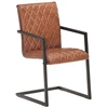 Image de vidaXL Chaise cantilever 2 pcs. Marron Cuir véritable