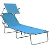 Image de vidaXL Chaise longue pliante avec toit solaire acier bleu turquoise
