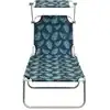 Image de vidaXL Chaise longue pliante avec toit solaire en acier à motif de feuilles