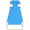 Image de vidaXL Bain de soleil pliable avec coussin Acier bleu turquoise