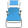 Image de vidaXL Chaise longue avec toit solaire acier bleu