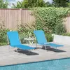 Image de vidaXL Bains de soleil pliants 2 pcs. acier et tissu bleu
