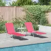 Image de vidaXL Bains de soleil pliants 2 pcs. acier et tissu rose