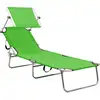 Image de vidaXL Chaise longue pliante avec toit solaire Vert Aluminium