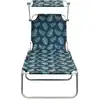 Image de vidaXL Chaise longue pliante avec toit solaire motif feuilles aluminium