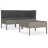 Image de vidaXL Ensemble de salon de jardin 3 pièces avec coussins Poly rotin gris