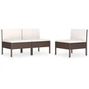 Image de vidaXL Chaises de jardin 3 pcs. avec coussins Poly rotin brun