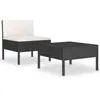 Image de vidaXL Ensemble salon de jardin 2 pièces avec coussins Poly rotin noir